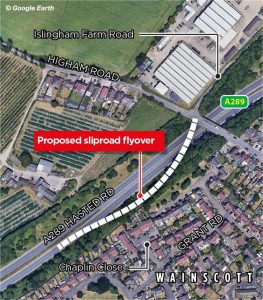 aerial image of hoo peninsula kent flyover proposal